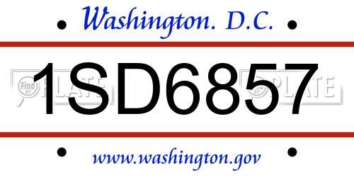 1SD6857 District Of Columbia License Plate