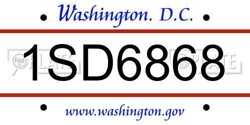 1SD6868 District Of Columbia License Plate