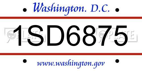 1SD6875 District Of Columbia License Plate