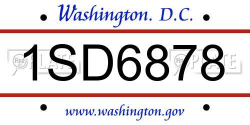 1SD6878 District Of Columbia License Plate