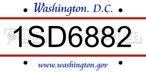 1SD6882 District Of Columbia License Plate