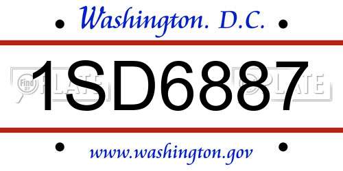 1SD6887 District Of Columbia License Plate