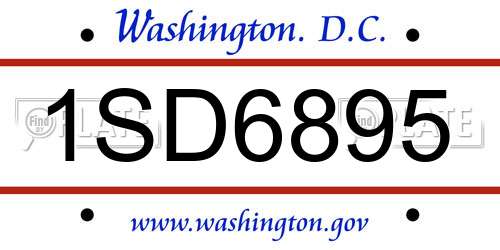 1SD6895 District Of Columbia License Plate