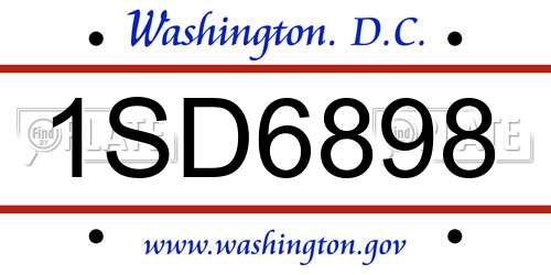 1SD6898 District Of Columbia License Plate