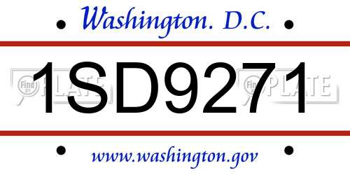 1SD9271 District Of Columbia License Plate