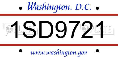 1SD9721 District Of Columbia License Plate