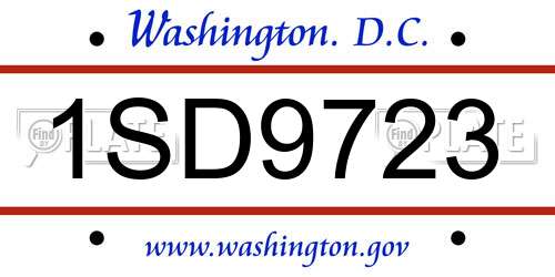 1SD9723 District Of Columbia License Plate