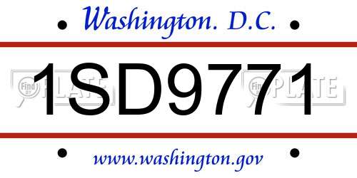 1SD9771 District Of Columbia License Plate