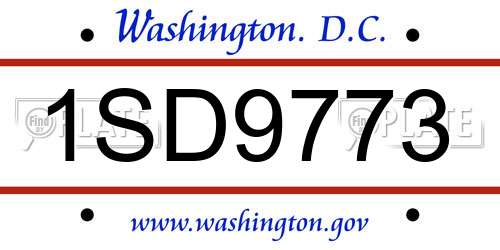 1SD9773 District Of Columbia License Plate