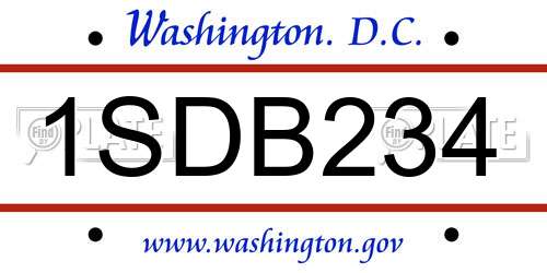 1SDB234 District Of Columbia License Plate