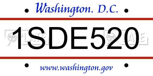 1SDE520 District Of Columbia License Plate