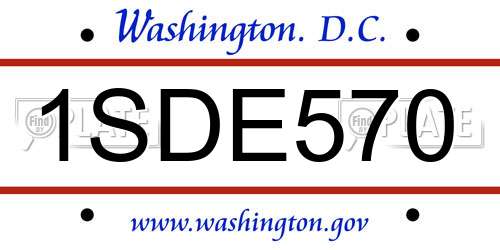 1SDE570 District Of Columbia License Plate