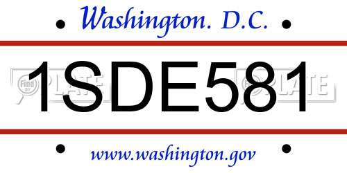 1SDE581 District Of Columbia License Plate