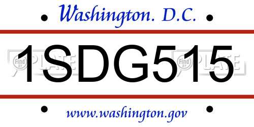 1SDG515 District Of Columbia License Plate
