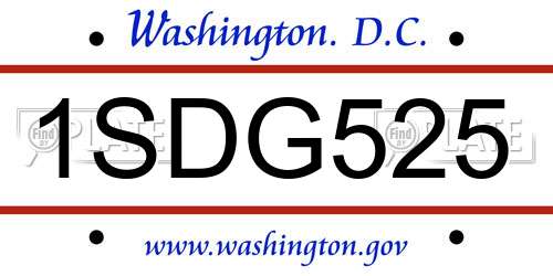 1SDG525 District Of Columbia License Plate