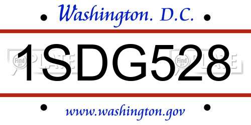 1SDG528 District Of Columbia License Plate