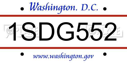 1SDG552 District Of Columbia License Plate