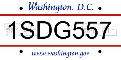1SDG557 District Of Columbia License Plate