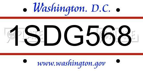 1SDG568 District Of Columbia License Plate