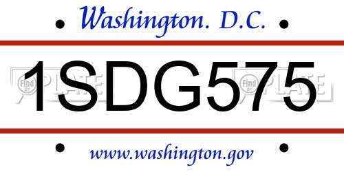 1SDG575 District Of Columbia License Plate