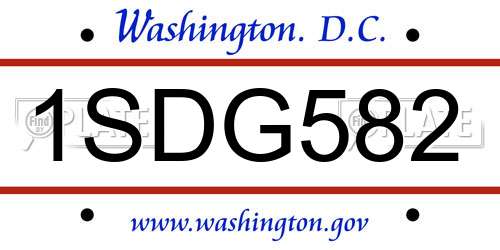 1SDG582 District Of Columbia License Plate