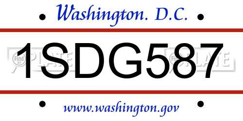1SDG587 District Of Columbia License Plate