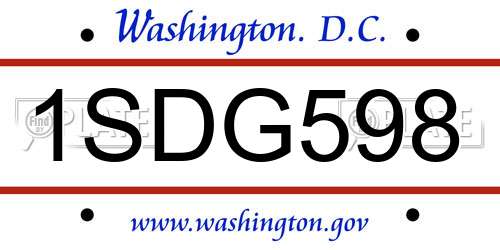 1SDG598 District Of Columbia License Plate
