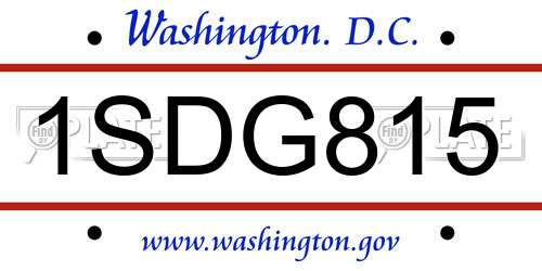 1SDG815 District Of Columbia License Plate