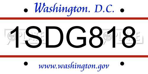 1SDG818 District Of Columbia License Plate