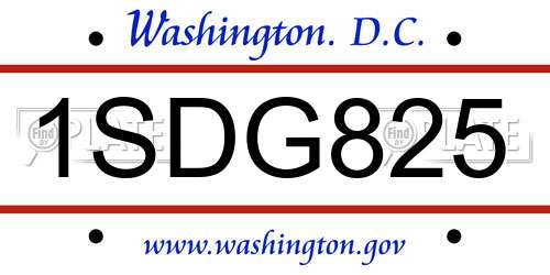 1SDG825 District Of Columbia License Plate