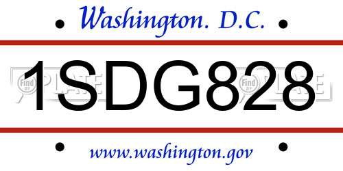 1SDG828 District Of Columbia License Plate
