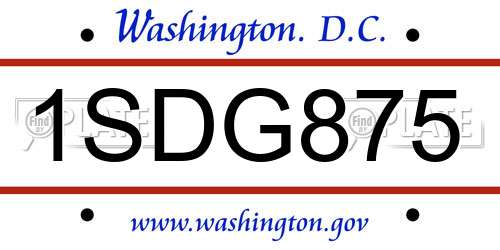 1SDG875 District Of Columbia License Plate