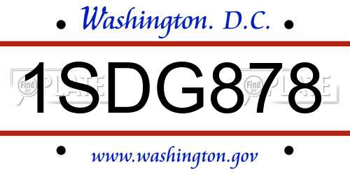 1SDG878 District Of Columbia License Plate