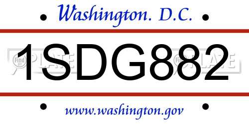 1SDG882 District Of Columbia License Plate