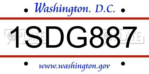 1SDG887 District Of Columbia License Plate