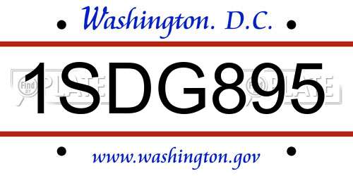 1SDG895 District Of Columbia License Plate