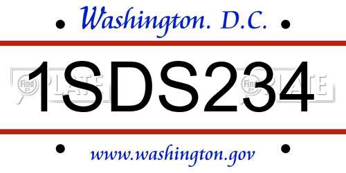 1SDS234 District Of Columbia License Plate