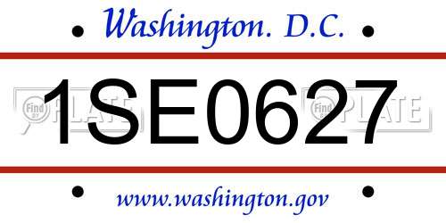 1SE0627 District Of Columbia License Plate
