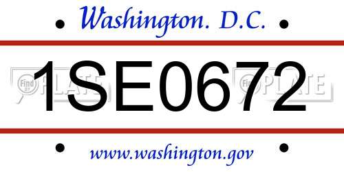 1SE0672 District Of Columbia License Plate