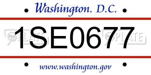 1SE0677 District Of Columbia License Plate