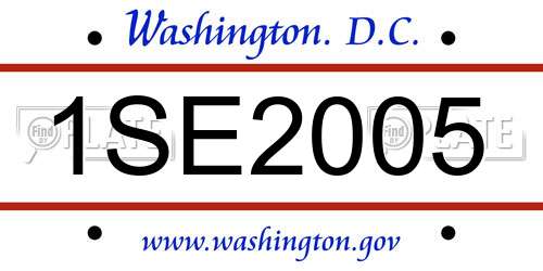 1SE2005 District Of Columbia License Plate