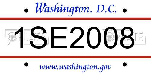 1SE2008 District Of Columbia License Plate