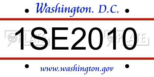 1SE2010 District Of Columbia License Plate