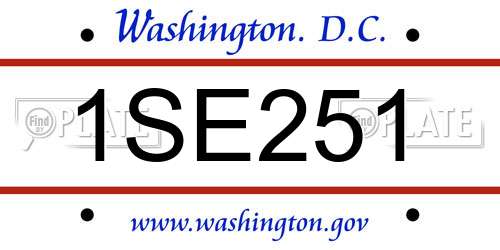 1SE251 District Of Columbia License Plate