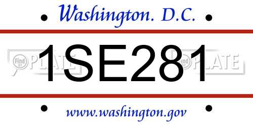 1SE281 District Of Columbia License Plate