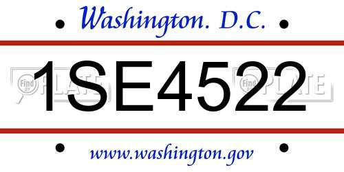 1SE4522 District Of Columbia License Plate