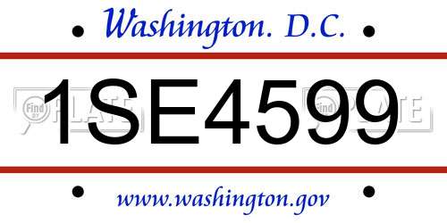1SE4599 District Of Columbia License Plate
