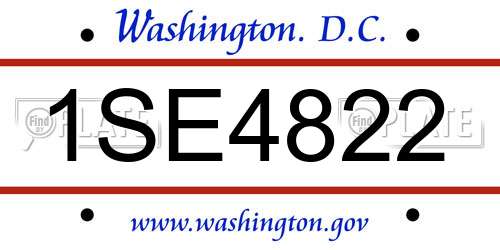 1SE4822 District Of Columbia License Plate