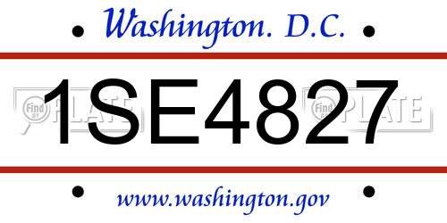 1SE4827 District Of Columbia License Plate