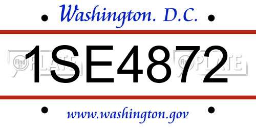 1SE4872 District Of Columbia License Plate